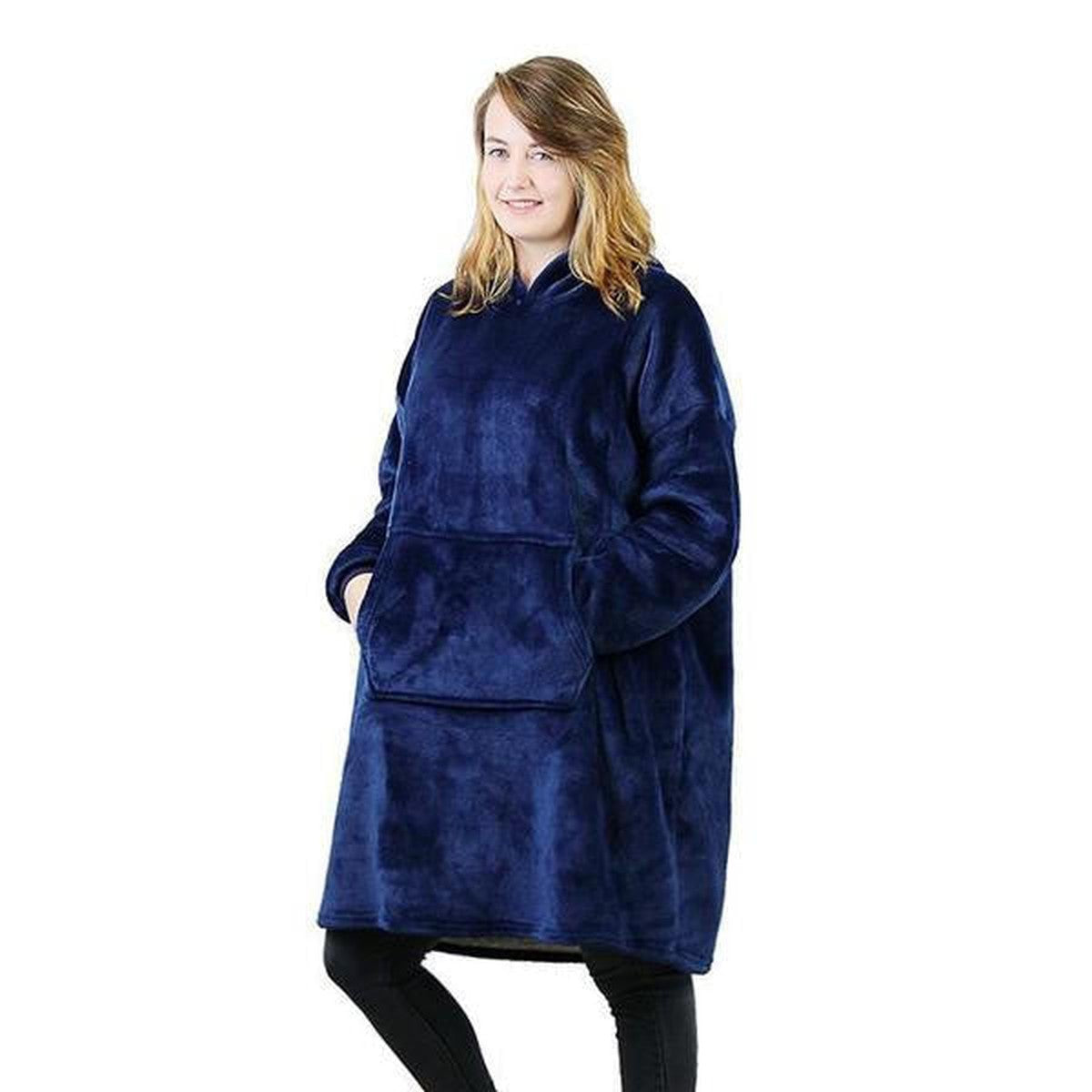 Oversized Wearable Blanket Hoodie with Warm Sherpa Fleece Lining and Front Pocket