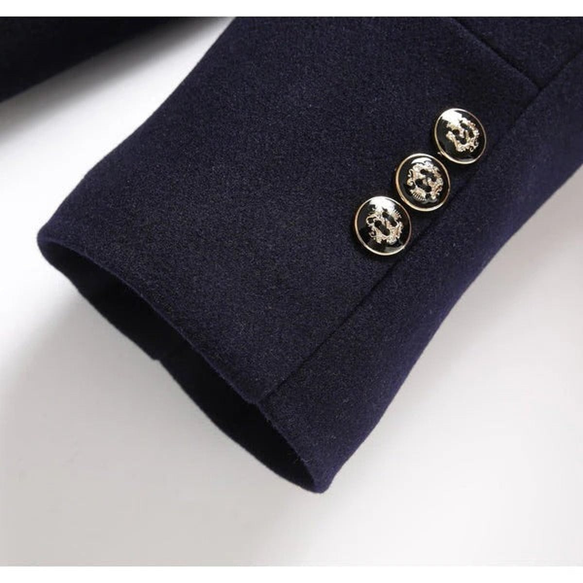 Classic Wool Trench Overcoat for Men with Notched Lapel Collar