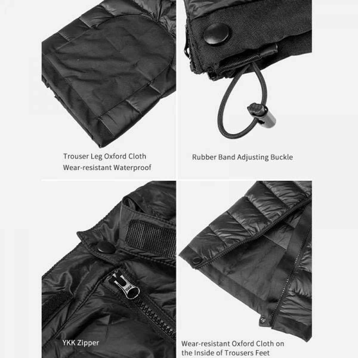 Thermal Goose Down Winter Trousers with Full Side Zippers for Cold Weather