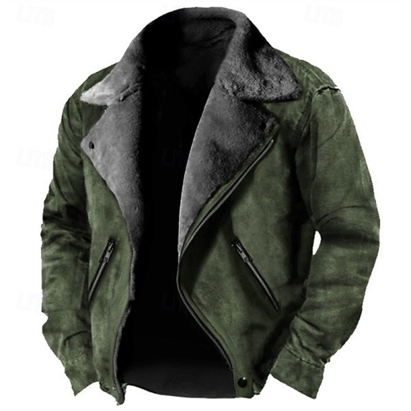Lined Winter Jacket with Plush Interior and Classic Collar, Relaxed Fit