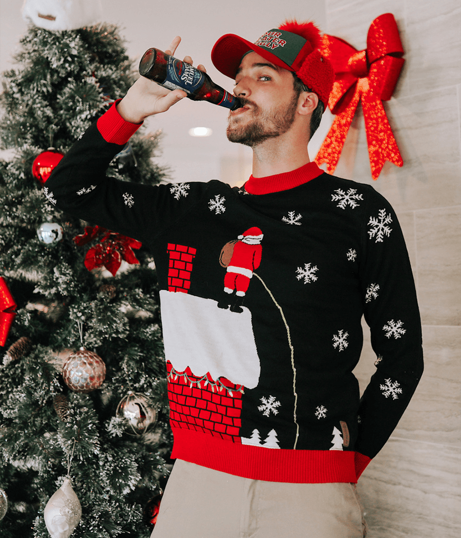 Light Up Sweater with Rooftop Graphic and Long Sleeves