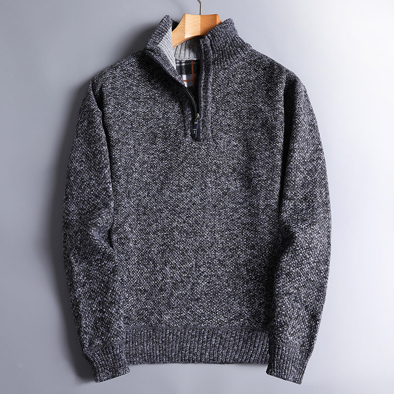 Men's black ribbed quarter zip sweater. Perfect for casual wear, office, or layering in fall and winter fashion.