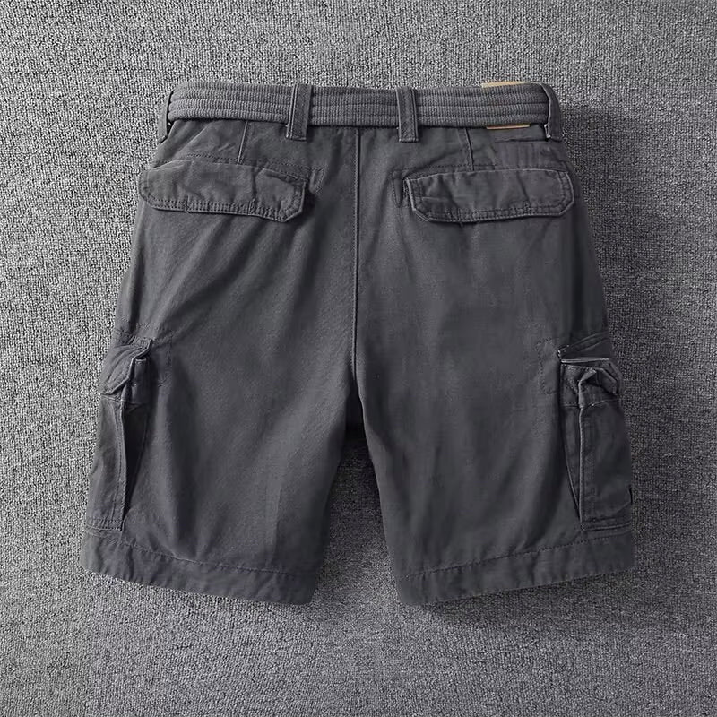 Durable men's straight leg cargo shorts with an adjustable waist and multi-pockets, great for outdoor utility.