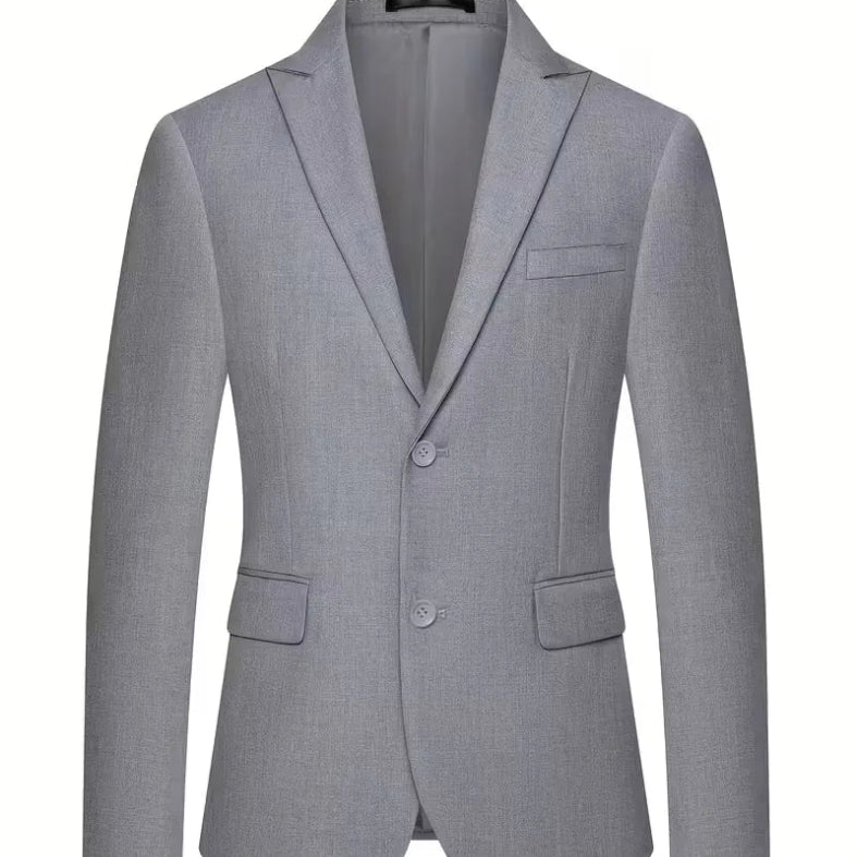 A tailored slim fit double-breasted 3-piece suit for men, featuring a smart, matching waistcoat.