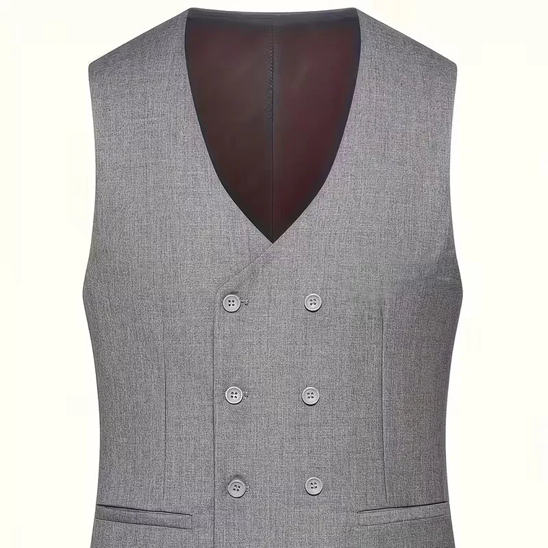 Step out in style with this slim fit double-breasted 3-piece suit for men, complete with waistcoat.
