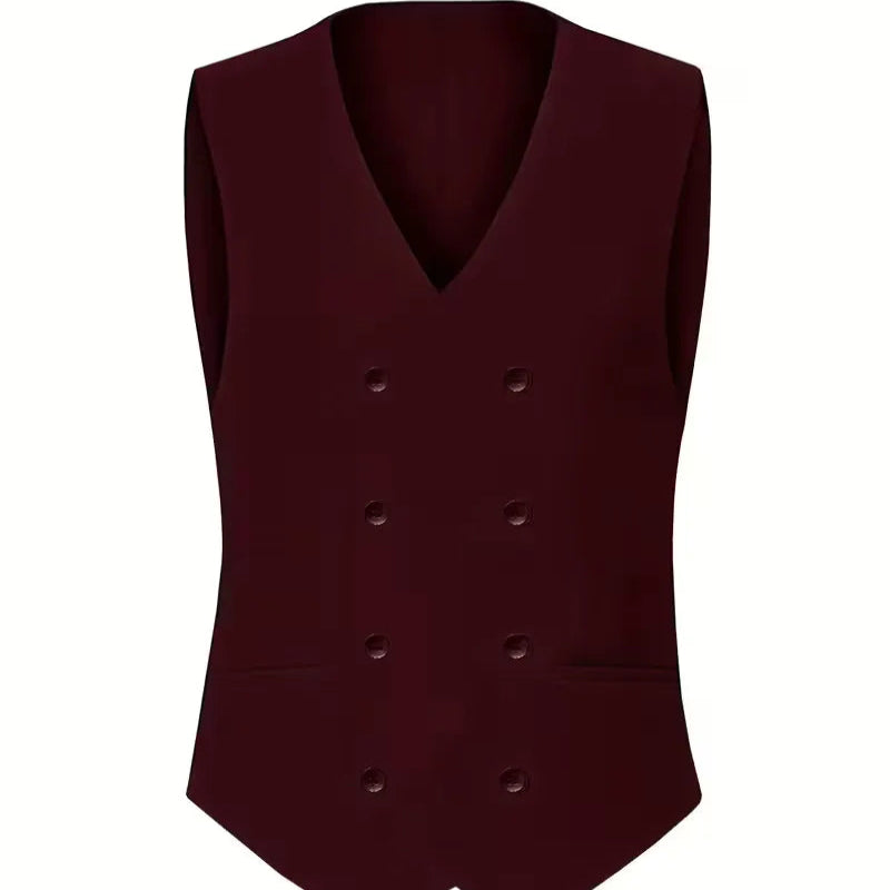 Get ready for any event with this slim fit double-breasted 3-piece suit for men, featuring a waistcoat.