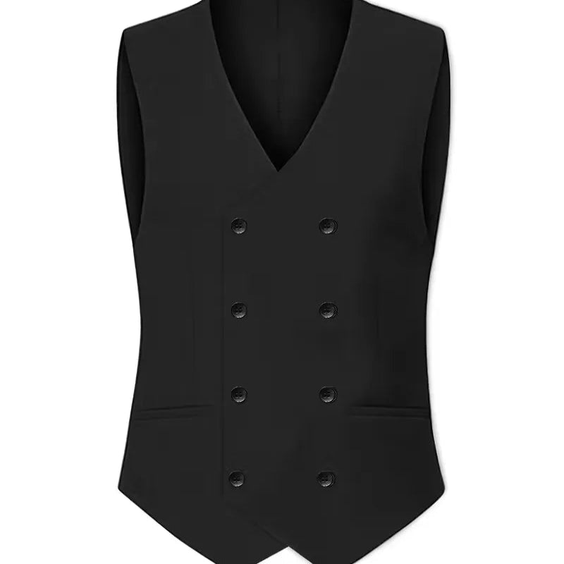 Groom's choice: a handsome slim fit double-breasted 3-piece suit with waistcoat for wedding day.