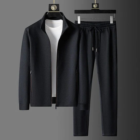 Stretch Tracksuit Two Piece Set with Athletic Cut and Breathable Fabric, All Season Wear