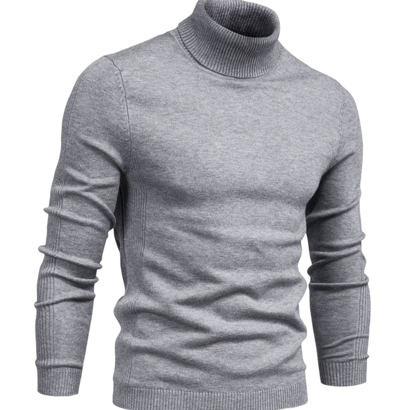 Men's Slim-Fit Turtleneck Knit Sweater - Gray