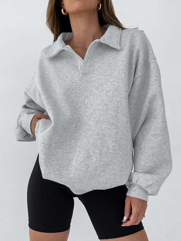 Collared Sweatshirt with Polyester Cotton Blend and Slight Stretch, Regular Fit