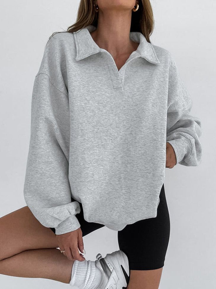 Collared Sweatshirt with Polyester Cotton Blend and Slight Stretch, Regular Fit