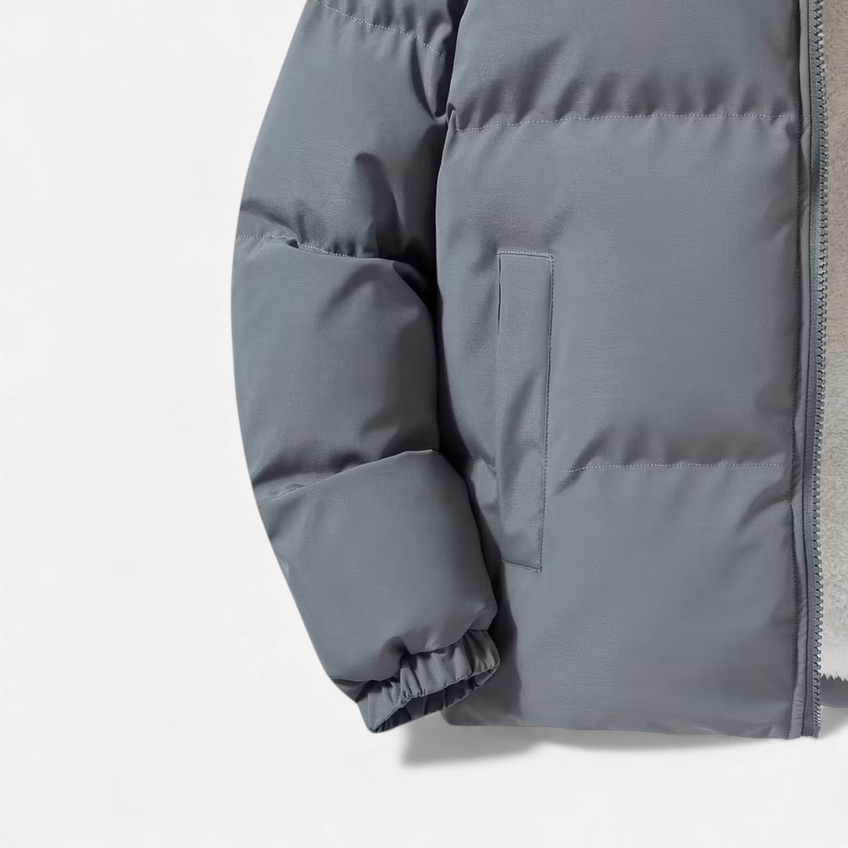 Insulated Puffer Jacket with Funnel Neck and Front Zip, Quilted Design