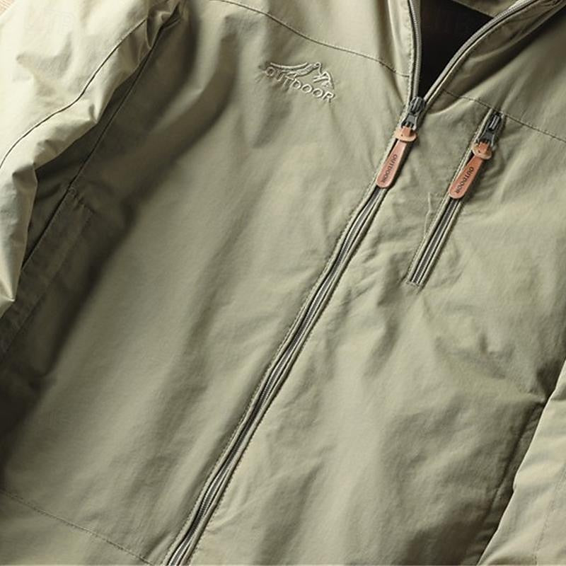 Hooded Jacket with Lined Interior and Adjustable Drawstring Hood, Wind Resistant Shell