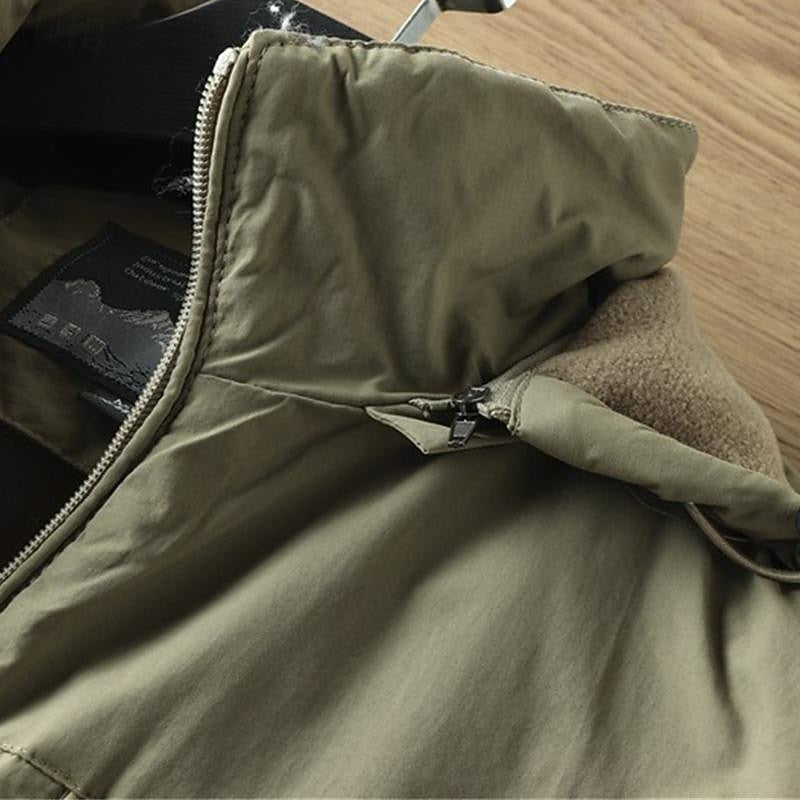 Hooded Jacket with Lined Interior and Adjustable Drawstring Hood, Wind Resistant Shell