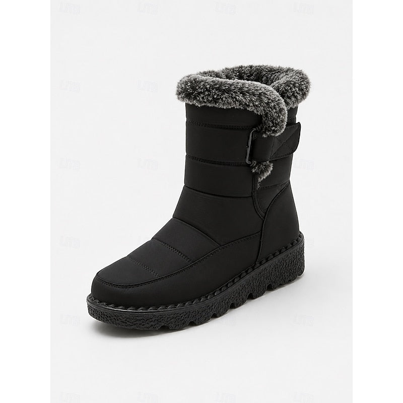 Winter Snow Boots with Plush Lining and Deep Tread Sole, Side Fastening