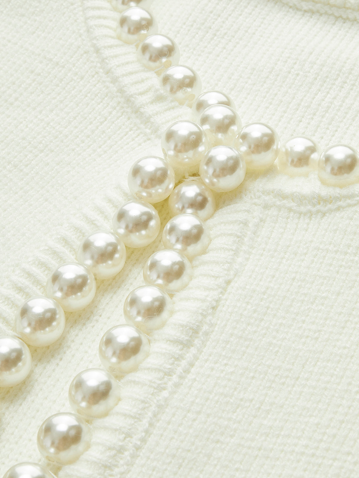 Womens Button Front Knit Cardigan with Pearl Trim Regular Fit