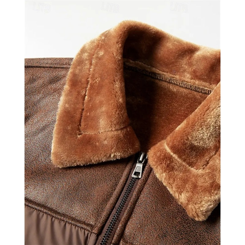 Insulated Winter Puffer Jacket with Structured Collar and Front Zip, Hip Length
