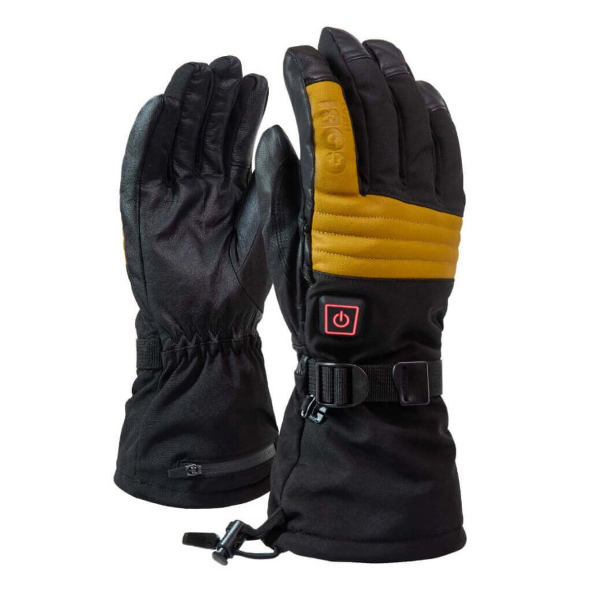 Heated ski gloves with rechargeable battery - rear view