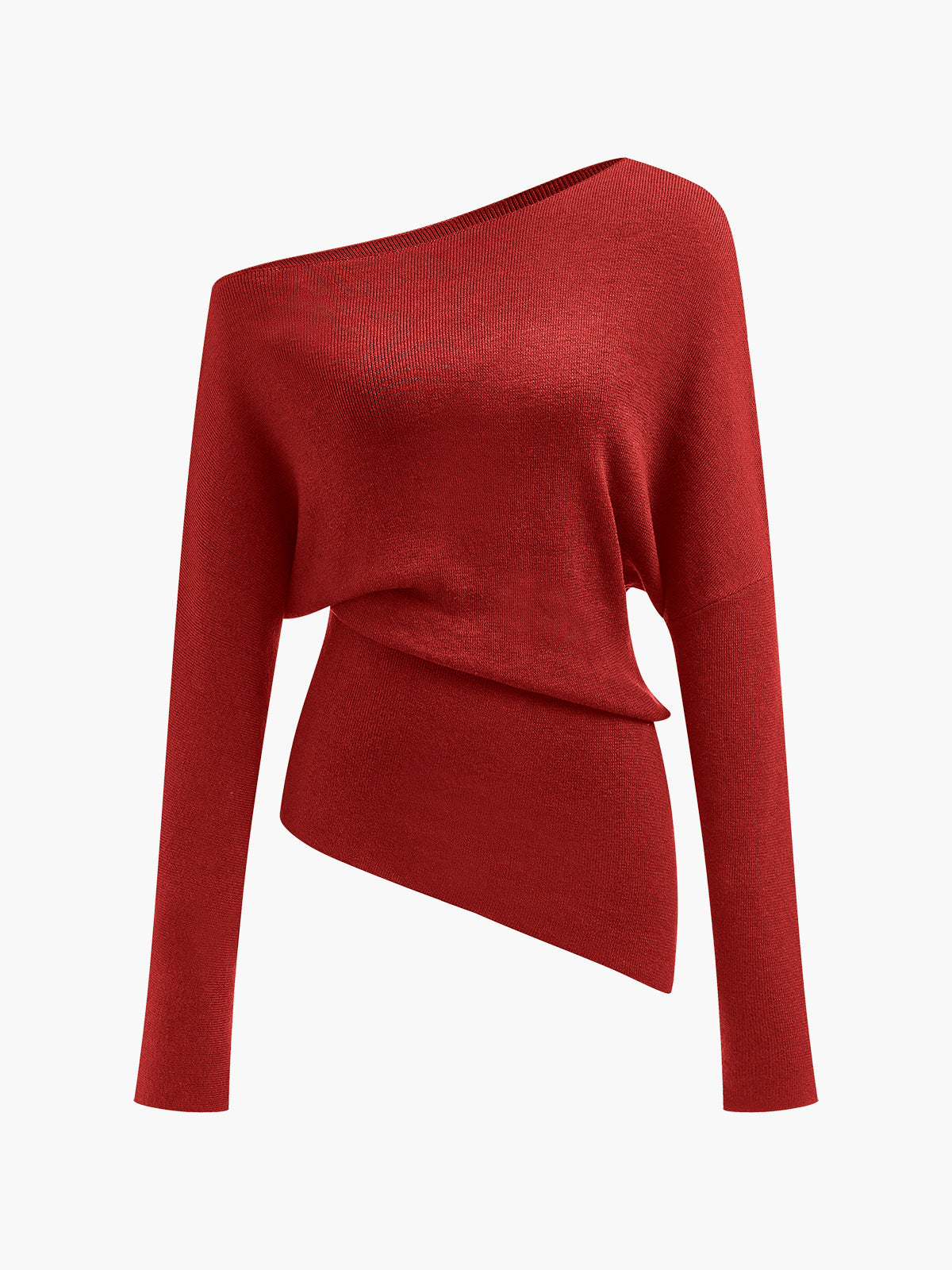 Cold Shoulder Sweater with Pleated Knit and Wool Blend Fabric