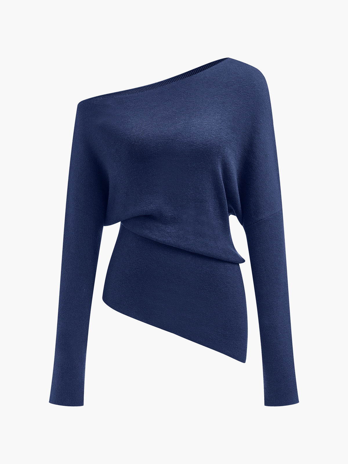 Cold Shoulder Sweater with Pleated Knit and Wool Blend Fabric