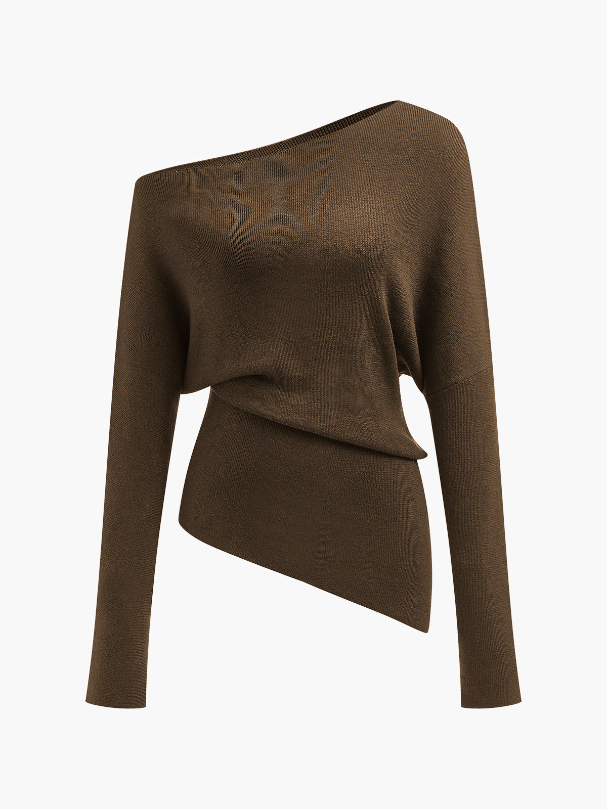Cold Shoulder Sweater with Pleated Knit and Wool Blend Fabric