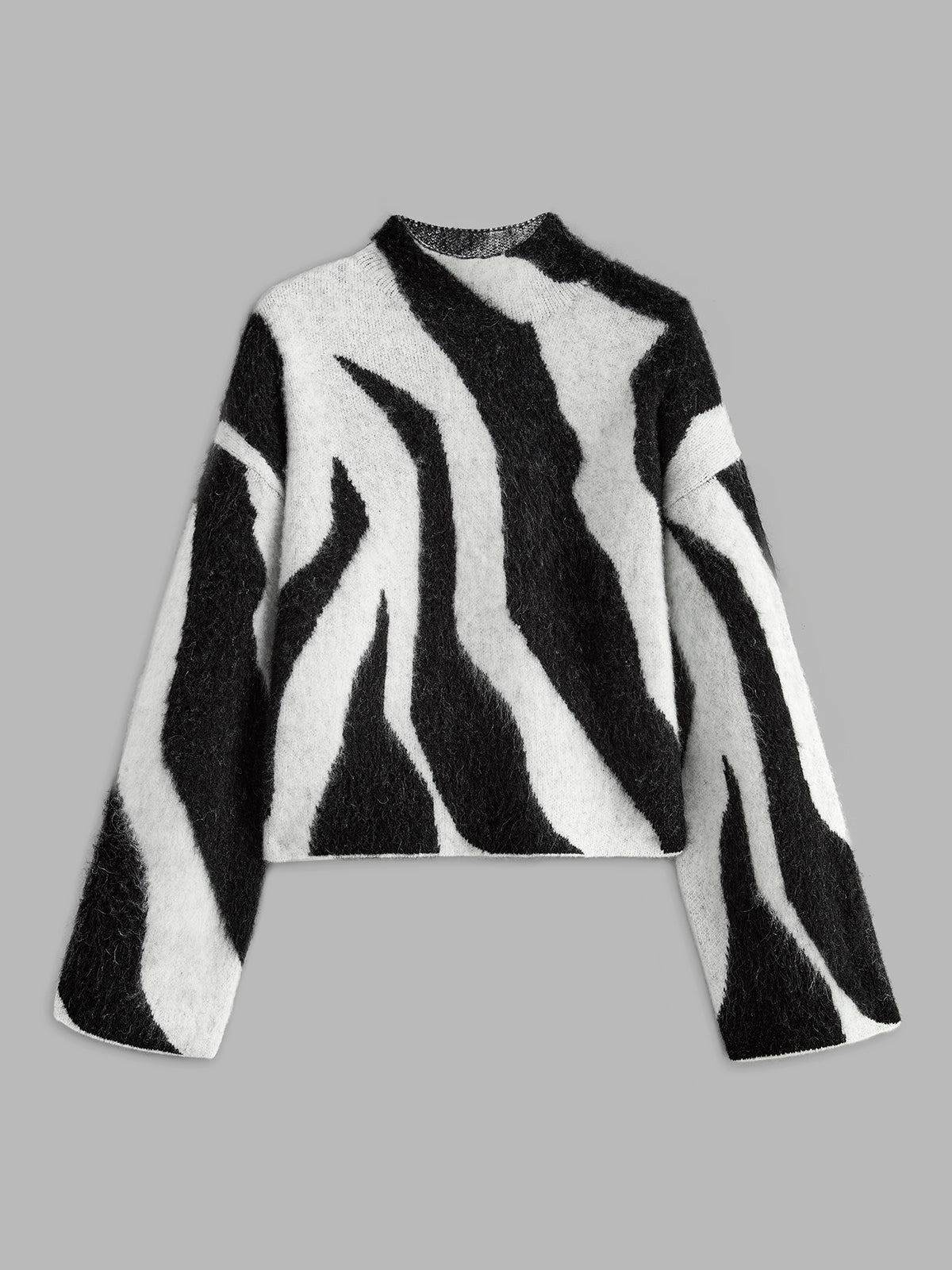 Wool Blend Shift Fit Sweater with Medium Stretch, Plain Design