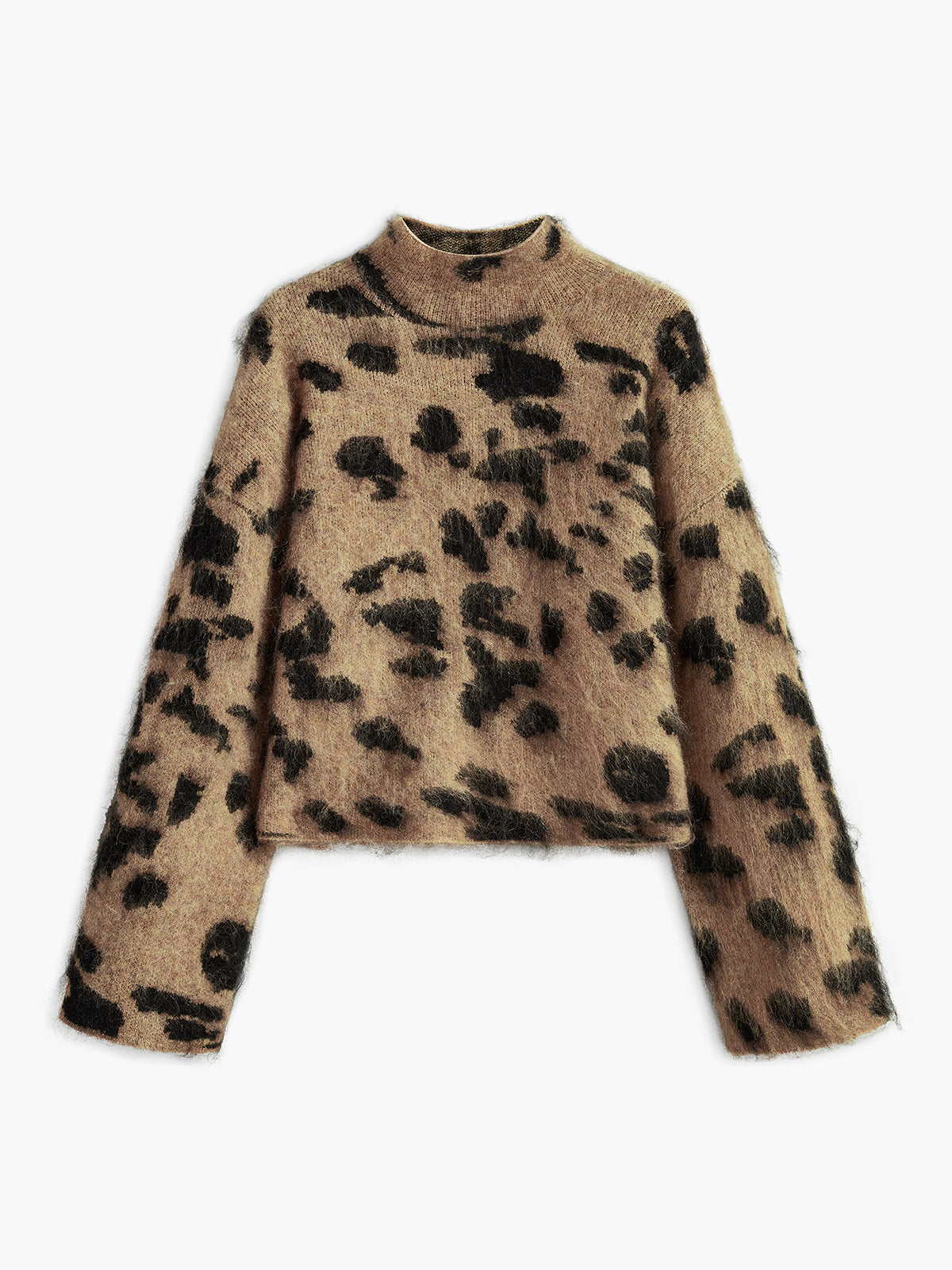 Wool Blend Shift Fit Sweater with Medium Stretch, Plain Design