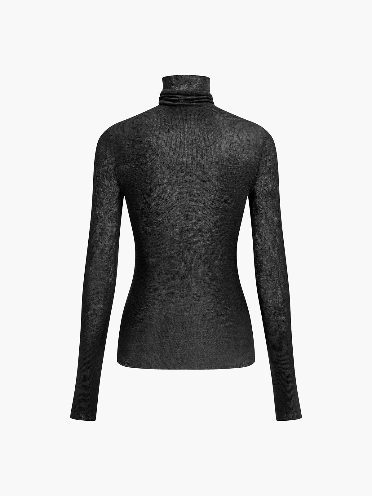 Wool Blend Sheer Turtleneck with Moderate Stretch and Regular Fit