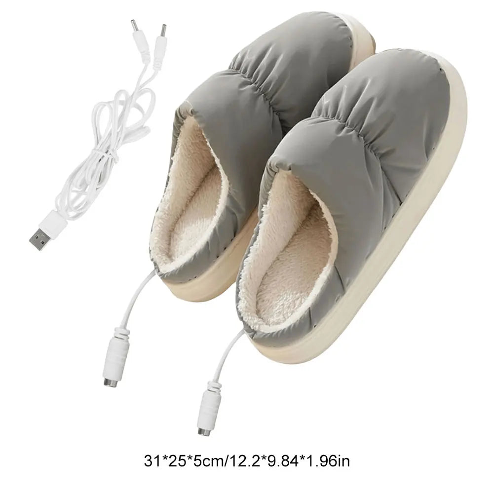 Heated Slippers with USB Power and Plush Lining, One Size Fits All