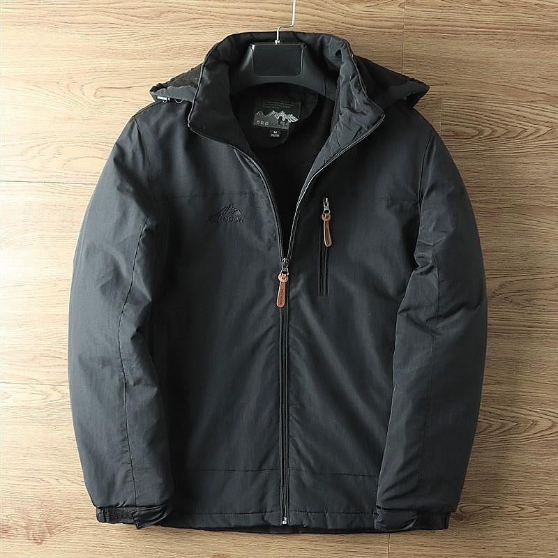 Hooded Jacket with Lined Interior and Adjustable Drawstring Hood, Wind Resistant Shell
